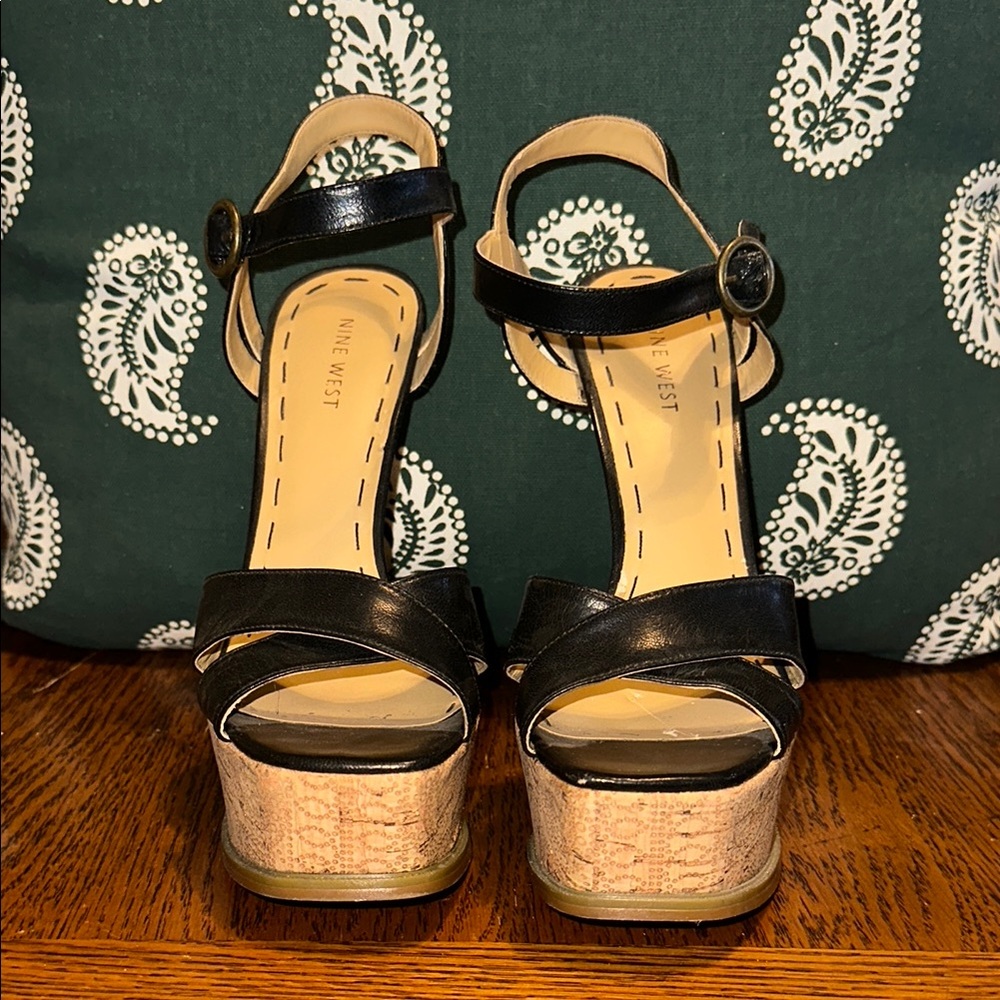 Nine West Black Platform Sandals